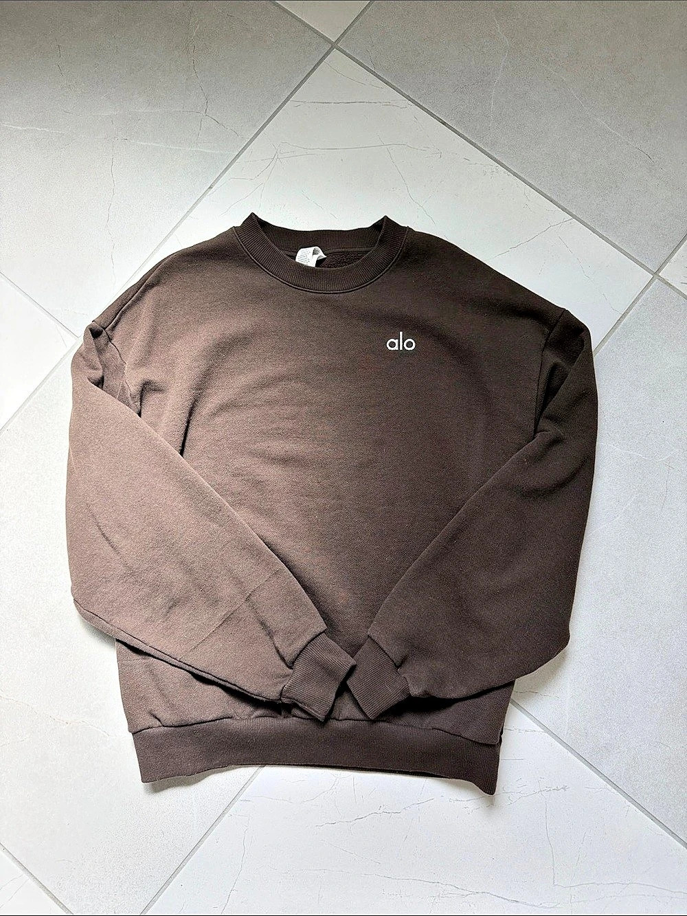 alo Espresso Accolade Crewneck Sweatshirt Size Small